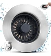 Hygie Rinse Kitchen Sink Drain Strainer 3-in-1 Stainless Steel Pop Up Sink Drain Stopper, Kitchen...
