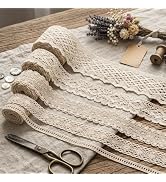 IDONGCAI Vintage Cotton Crochet Lace Trim,10 Yards Ribbon for DIY Craft | 0.5-3 inch Wide Cluny T...