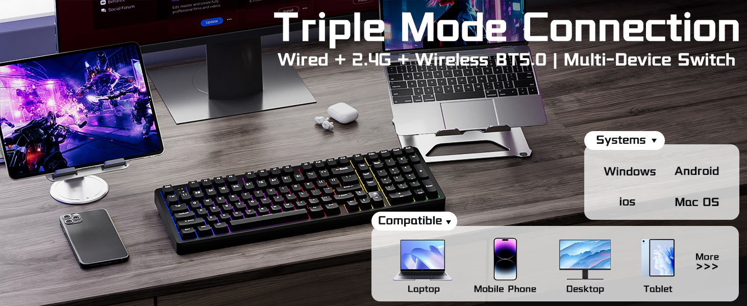 Tri-Mode Hot Swappable Aluminum Keyboards