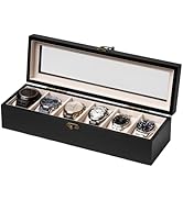 Exper City Watch Box, Watch Case for Men Women with Large Glass Lid, Wooden Watch Display Storage...