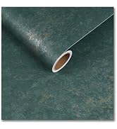 CRE8TIVE Teal Green Gold Metallic Concrete Wallpaper Stick and Peel 12"x80" | Vintage Plaster Cem...