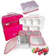 kinsho Stainless Steel Bento Lunch Box Set for Adults, Kids - Insulated Bag and Ice Pack - Leak-P...