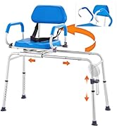 VEVOR Sliding Tub Transfer Bench with 360 Degree Swivel Seat, Sliding Shower Chair with Pivoting ...