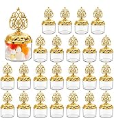 Mezchi 24 Pack Fillable Clear Favor Boxes with Gold Dome Lids, Plastic Dome Shaped Wedding Party ...
