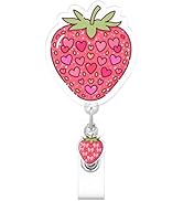 Cute Love Strawberry Badge Reel, RN Badge Buddy, Funny Bow Strawberry ID Work Badge Holder with R...
