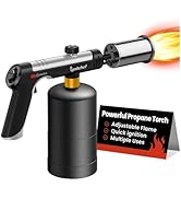 IgnitChef Propane Torch Gun with One-Touch Max Fire, Kitchen Blow Torch with a Safety Lock for So...