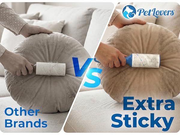Extra-sticky lint roller removes embedded pet hair