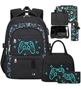 ACSEAK Boys Backpack - 5Pcs Backpack for Boys with Insulated Lunch Bag, Leakproof Lunch Box Water...