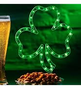 LAMPHOME 35L 16.5'' Pre-Lit Green St.Patrick's Day Irish Shamrock Window Silhouette Decoration
