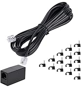 Ubramac Telephone Extension Cord Phone Cable Line Wire, with Standard RJ11 Plug (15FT-Black)