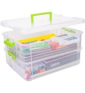 TERGOO 2 Layer Plastic Storage Containers with Lids, Multipurpose Clear Stack & Carry Box, Portab...