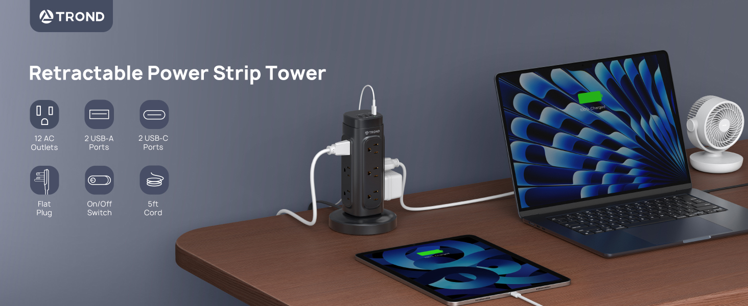 extension cord power strip flat wall plug