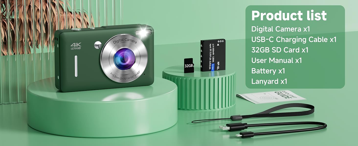 Digital Camera for Photography ,camera for teens girls,best digital camera with 32GB SD card