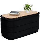 B FSOBEIIALEO Velvet Storage Ottoman with Tray, Folding Ottoman with Storage Coffee Table Shoes B...