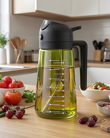 Oil spray bottle for cooking – Glass oil dispenser with ergonomic design for effortless use.