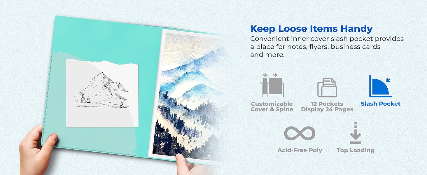 Dunwell Presentation Book 8.5x11 12-Pocket - Keep Loose Items Handy
