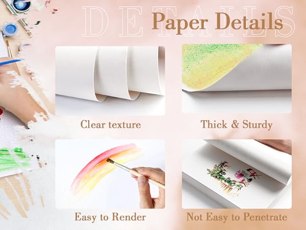 Watercolor Paper Pad, 140lb/300g Cold Press Thick Sketch Book Workbook Journal for Kids Adult