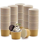 Lawei 100 Pack Paper Ice Cream Cups - 8 Oz Disposable Paper Dessert Bowls for Hot and Cold Food, ...