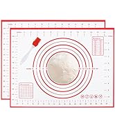 Silicone Pastry Mat 2 Pack Non Stick Baking Mat with Measurement 12" x 16" Small Non Slip Silicon...