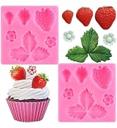 ZiXiang Strawberry Silicone Mold Strawberry Flower Leaves Fondant Molds For Fruit Cake Decorating...