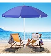 JEAREY 8.5FT Beach Umbrella for Sand Portable Outdoor Beach Umbrella with Sand Anchor Fiberglass ...