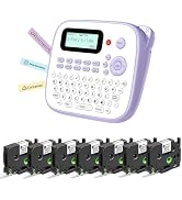 EazeID Label Maker Machine with 7PK White 12mm Tapes, Purple Label Maker Portable for Teachers Ki...