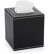 Sumnacon Square Leather Tissue Box Cover - Stylish Cube Tissue Box Holder with Magnetic Bottom, D...