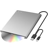 TYYWGD External CD DVD +/-RW Drive USB 3.0 & USB-C CD Burner DVD Player Reader Writer Optical Dis...