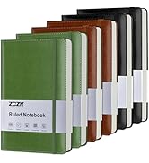 ZCZN 6 Pack Lined Journal Notebooks, 192 Pages A5 Hardcover Leather Journals for Work,Writing,Sch...