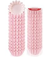 Caperci Grease-Resistant Pink Mini Cupcake Liners 200 Counts - Heavy Duty Paper Muffin Baking Cup...