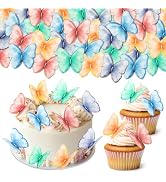 70Pcs Edible Butterfly Cupcake Toppers, Wafer Paper Butterfly Cake Toppers Edible Butterflies for...