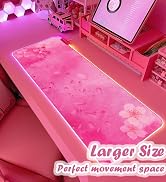 RGB Cherry Blossom Gaming Mouse Pad Pink 31.5x12 Inch PC XL Large Extended Glowing Led Light Up D...