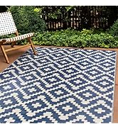 Rugshop Maui Contemporary Geometric Reversible Crease-Free Waterproof Premium Recycled Plastic Ou...
