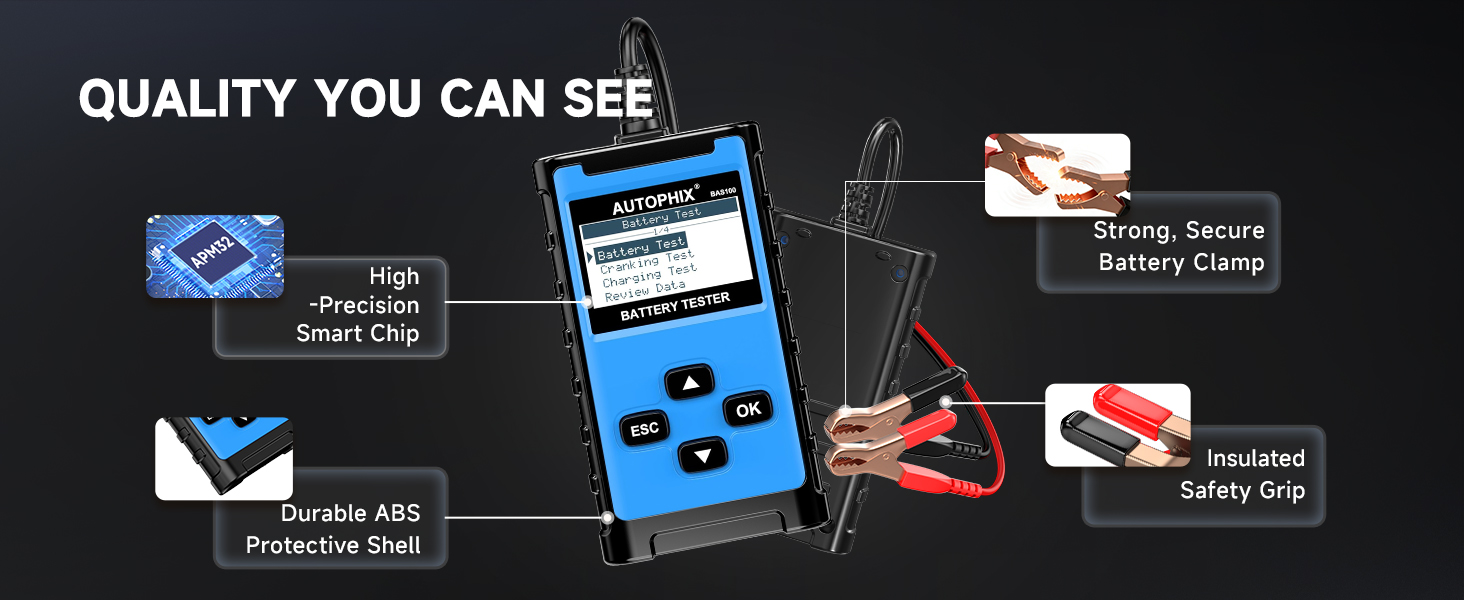 Battery Tester, 12V 24V BatteryLoad Tester, 100-2000 CCA Digital Automotive Alternator Tester