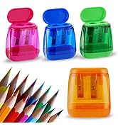 Sonuimy Pencil Sharpeners, 4 Pcs Pencil Sharpeners Manual ,Dual Holes Compact Colored Handheld Pe...