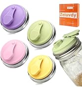 4 Pack Wide Mouth Mason Jar Drinking Lids, Stainless Steel Flip Sip Lids | Leakproof Flip Caps wi...