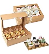 YunKo Dozen Cupcake Boxes White Cupcake Containers with Window Fit 12 Cupcakes or Muffins(15 PACK...