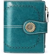 SENDEFN Small Womens Wallet Leather Bifold Card Holder RFID Blocking with Zipper Coin Pocket