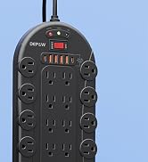 DEPOW Power Strip Surge Protector with 24 AC Outlets (1875W/15A), 6 USBs (2 USB-C Ports), 3400J S...