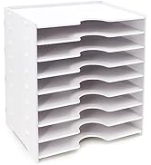 SONGWAY File Organizer for Desk - 9 Tier Wide Document Holder, Letter Mail Tray Storage Rack, Fil...