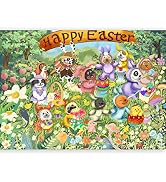 Easter Jigsaw Puzzles 500 Pieces for Adults - Easter Party Colorful Rabbits Egg Puzzles (Easter P...