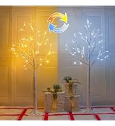 2-Pack 4FT Lighted Birch Tree, Birch Christmas Tree for Indoor & Outdoor, Upgraded 96 LED Birch T...