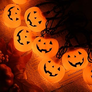 Halloween string lights LED jack o lantern pumpkin lights