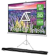 Akia Screens 100 inch Projector Screen with Stand 16:9 HD 1.1 Gain 180° Viewing Angle Wrinklefree...