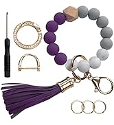 Meroqeel Silicone Beads Key Ring Keychain Bracelet Wristlet for Women, Cute Bead Car Keys Holder ...