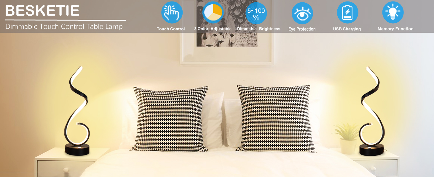 USB TABLE LAMP WITH TOUCH CONTROL