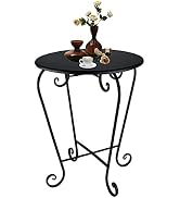 Wtiujhg Small Patio Side Table,Round Metal Side Table,Weather Resistant Anti-Rust Outdoor Side Ta...