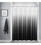 Black Shower Curtain, Polyester Ombre Bath Shower Curtains for Bathroom, Textured Fabric Waterpro...
