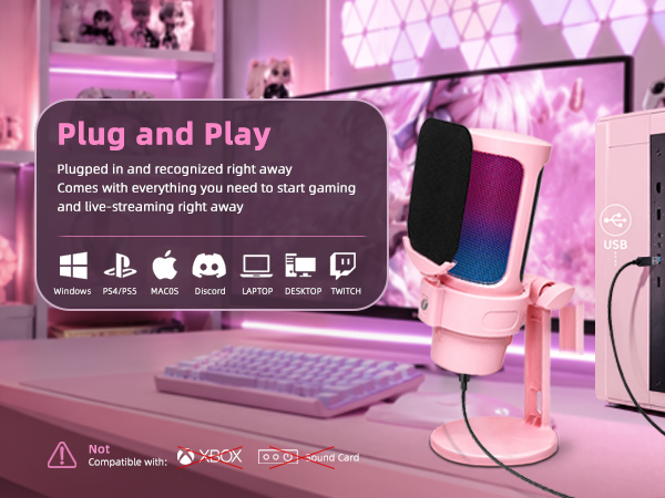 Gaming Microphone Pink