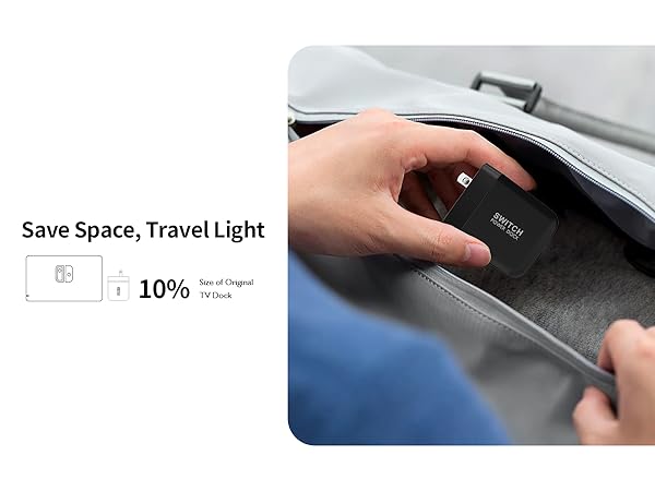 Portable Switch Dock, Save Space, Travel Light, 10% Size of Original TV Dock